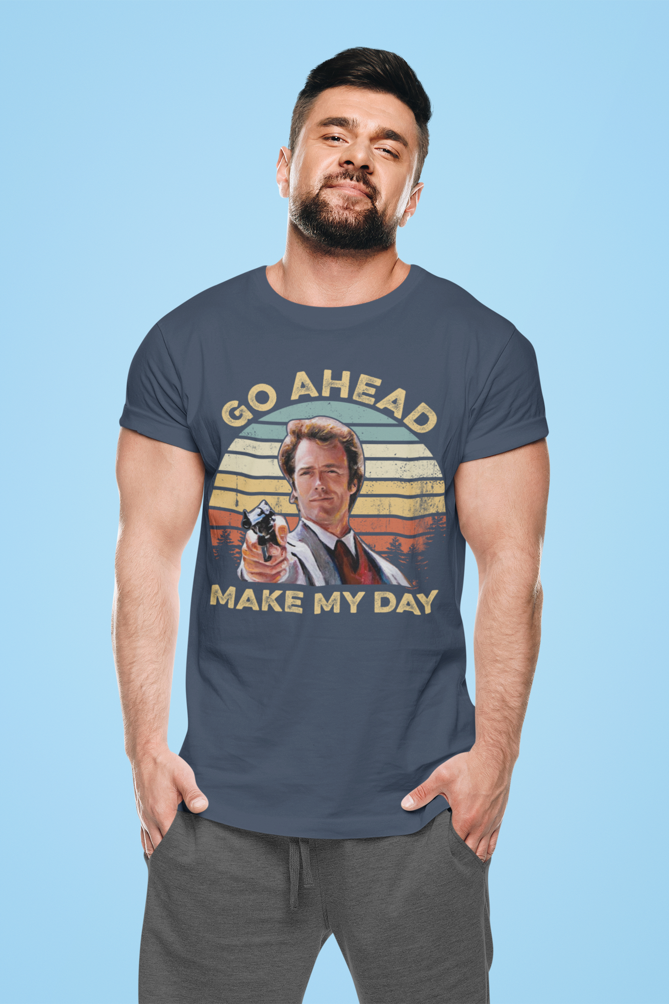 Dirty Harry Movie T Shirt, Harry Callahan T Shirt, Go Ahead Make My Day Tshirt