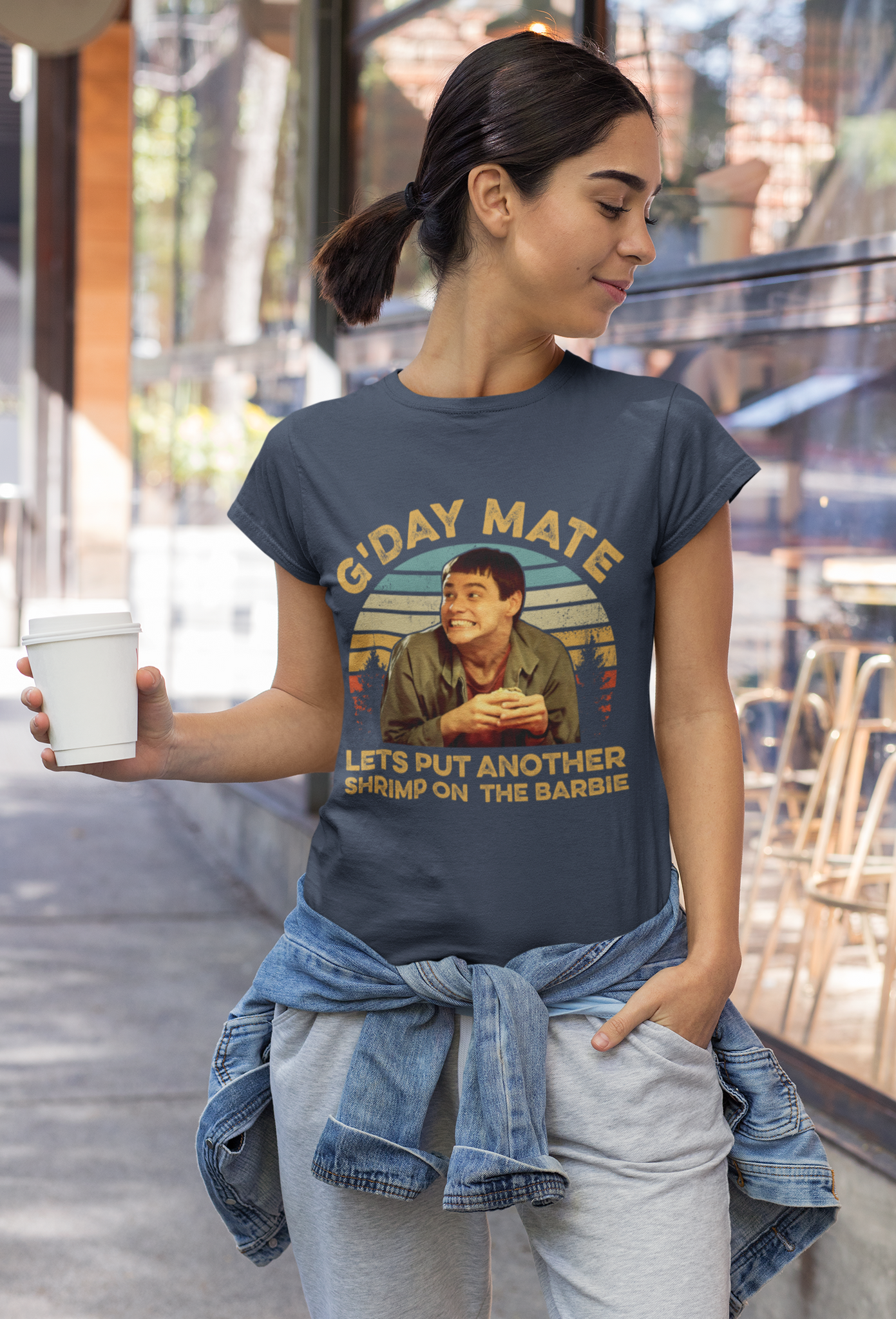 Dumb And Dumber Vintage T Shirt, Lloyd Christmas T Shirt, GDay Mate Lets Put Another Shrimp On The Barbie Tshirt