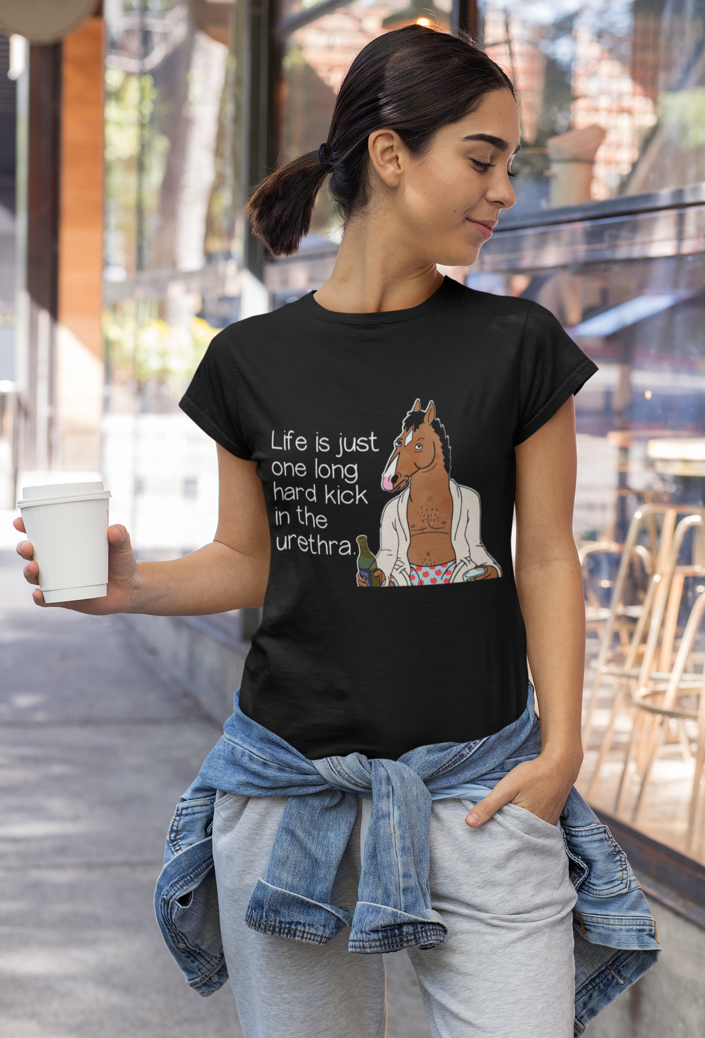 Bojack Horseman T Shirt, Life Is Just One Long Hard Kick In The Urethra Tshirt