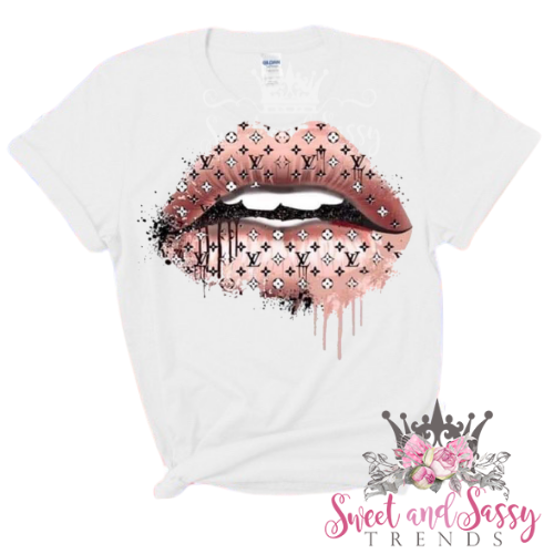 Retro hot pink Lv on white T-shirt – Sweetandsassytrends