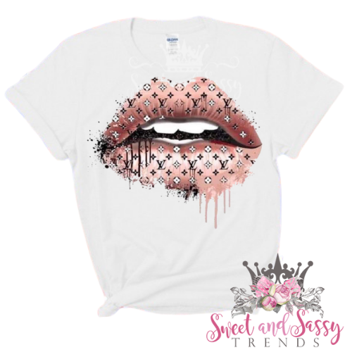 Lv pink and black logo drip tshirt – Sweetandsassytrends