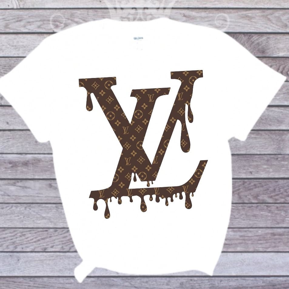 Lv black colorsful logo drip tshirt – Sweetandsassytrends