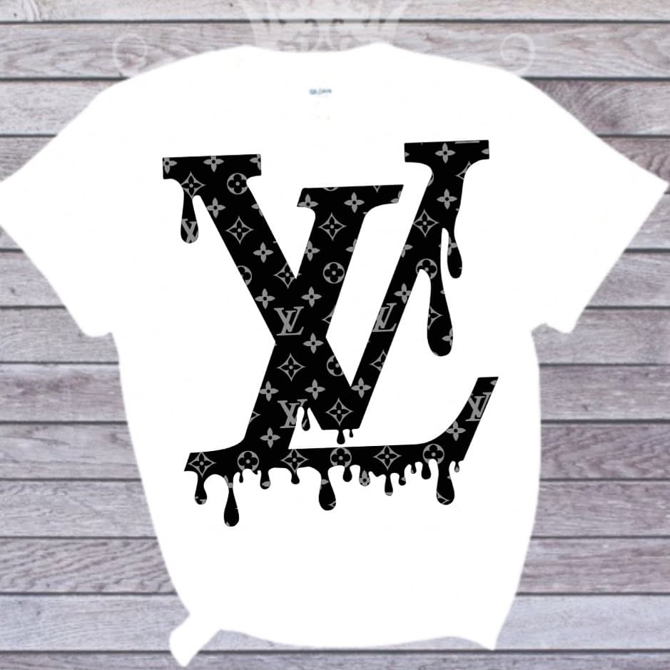 Lv black colorsful logo drip tshirt – Sweetandsassytrends