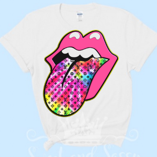 Lv pink and black logo drip tshirt – Sweetandsassytrends