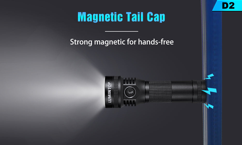 Lumintop D2 Type-C Rechargeable Outdoor LED Flashlight Magnetic Tail Cap