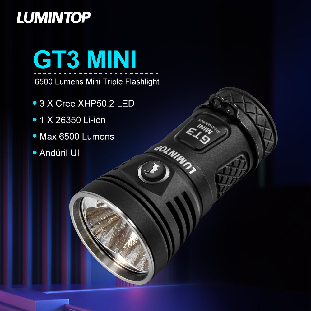 GT3 Mini 6500 Lumen Triple EDC Flashlight