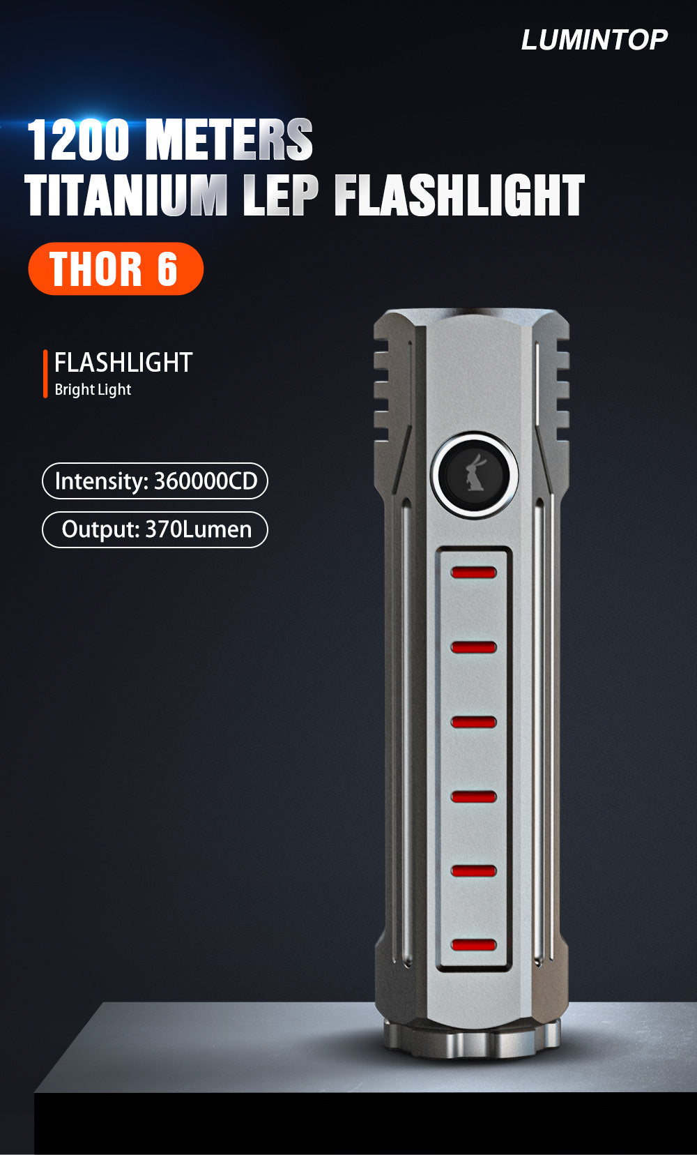 Lumintop Thor 6 Titanium LEP Flashlight with 1200 Meters Throw Outdoor Torch