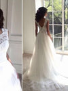 A-Line/Princess Sleeveless Square Court Train Tulle Wedding Dresses TPP0006238