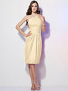 Sheath/Column One-Shoulder Sleeveless Beading Short Chiffon Bridesmaid Dresses TPP0005787
