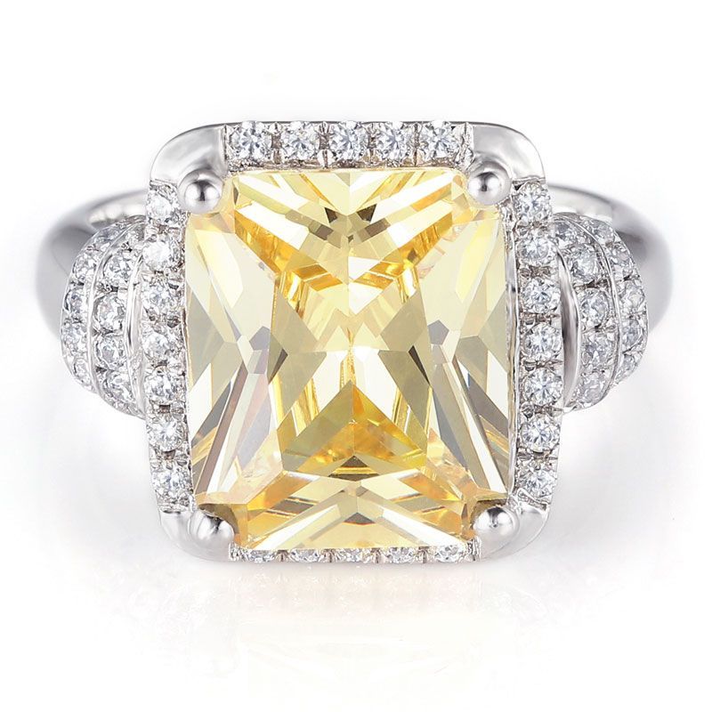 Unique Halo Yellow Sapphire Engagement Ring