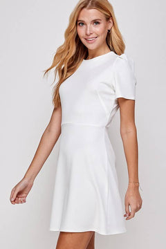 White Mini Short Sleeve A-line Dress