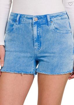 Ocean Blue Acid Washed Cutoff Shorts