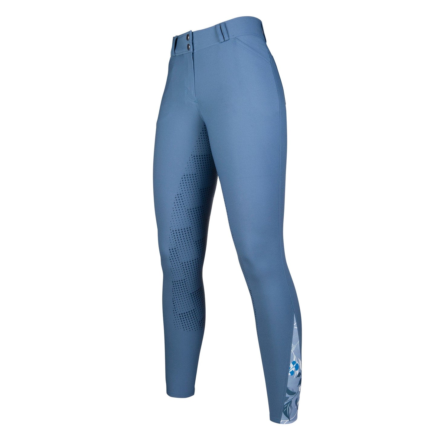 HKM Lauria Garrelli Sole Mio Silicone Full Seat Breeches 12380 Middle Blue Front Left View
