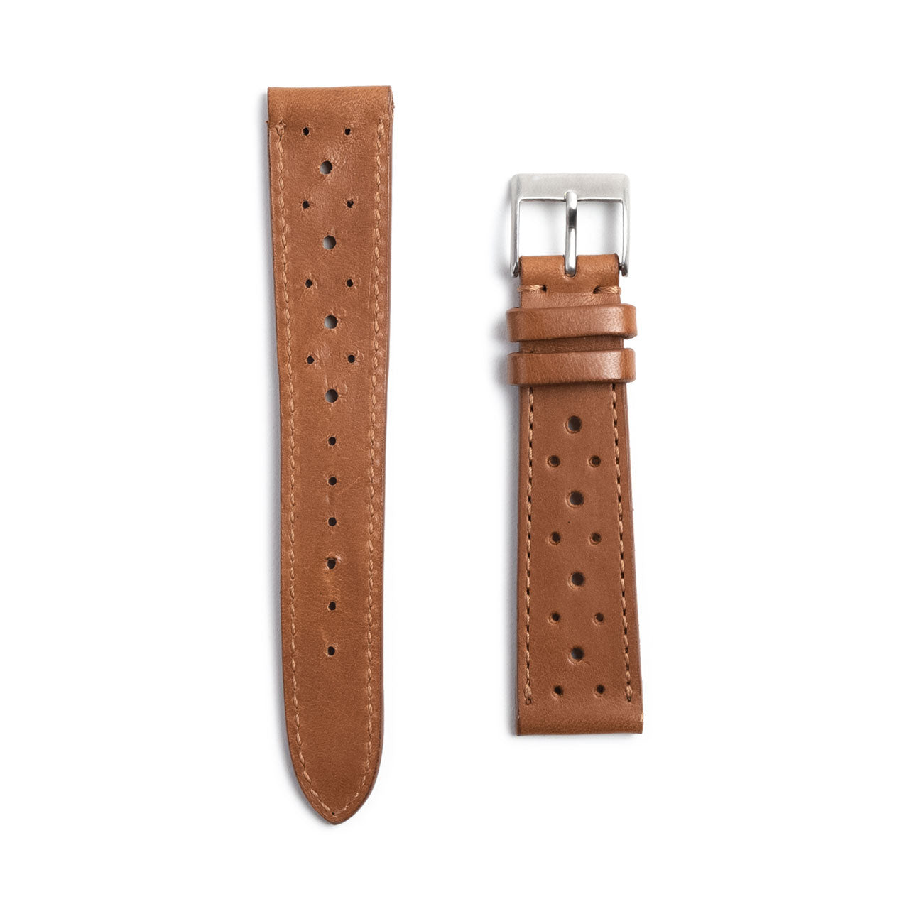 Brown Leather Racing Watch Strap