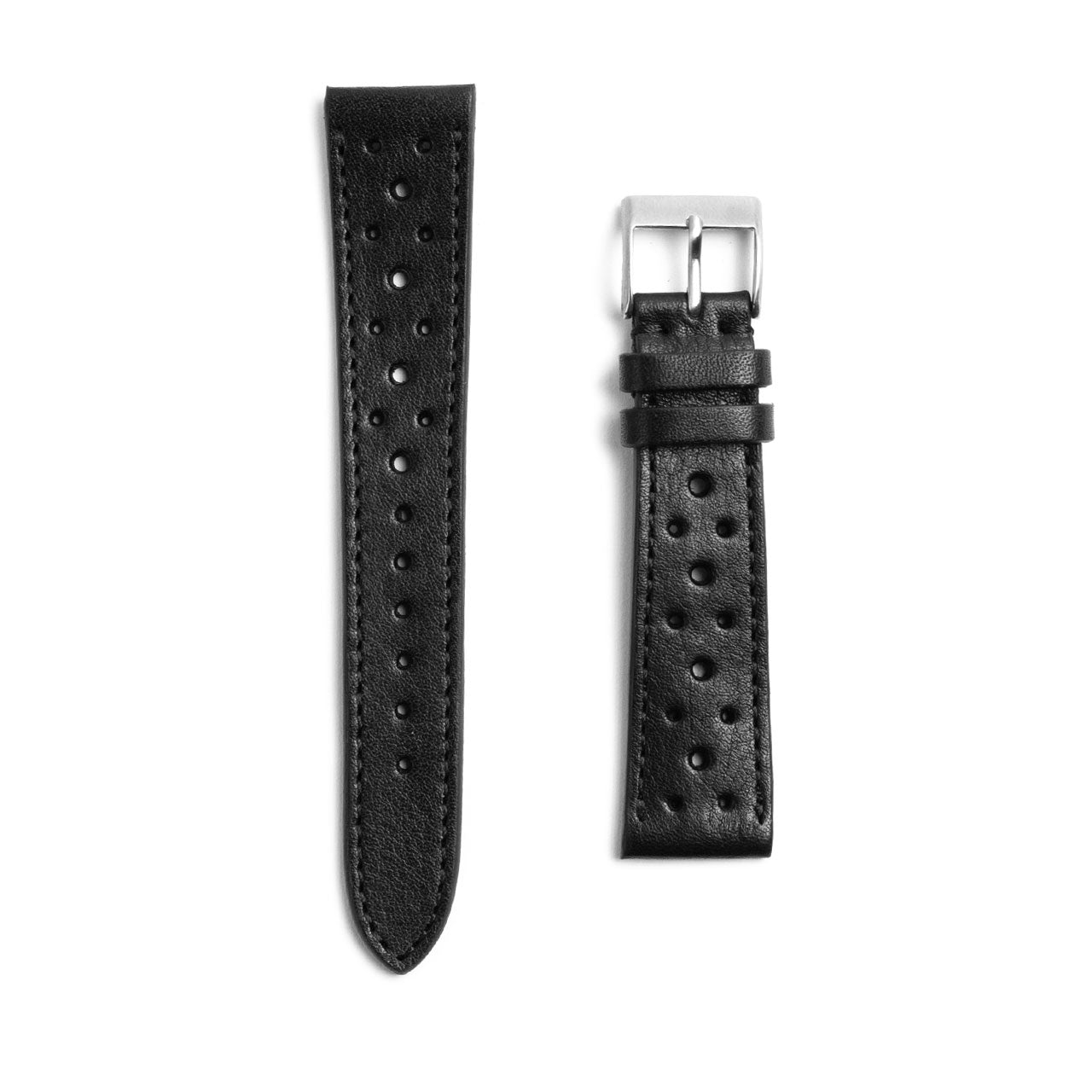 Black Leather Racing Watch Strap