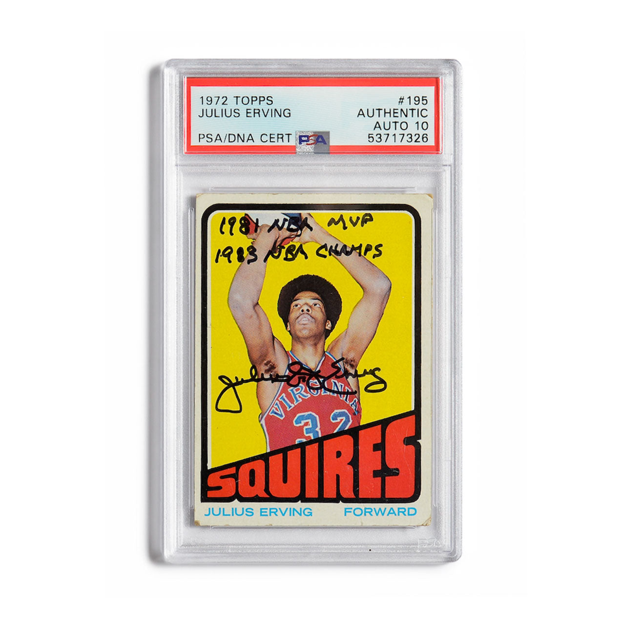 1972 Topps Julius Erving Autographed Rookie Card