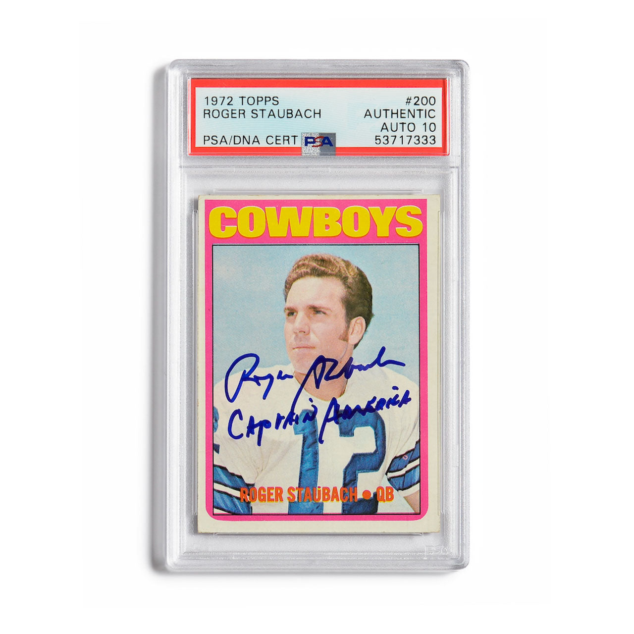 1972 Topps Roger Staubach Autographed Rookie Card