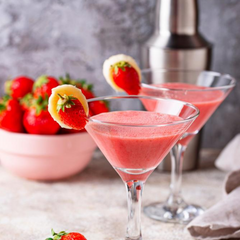 summer martini with strawberries