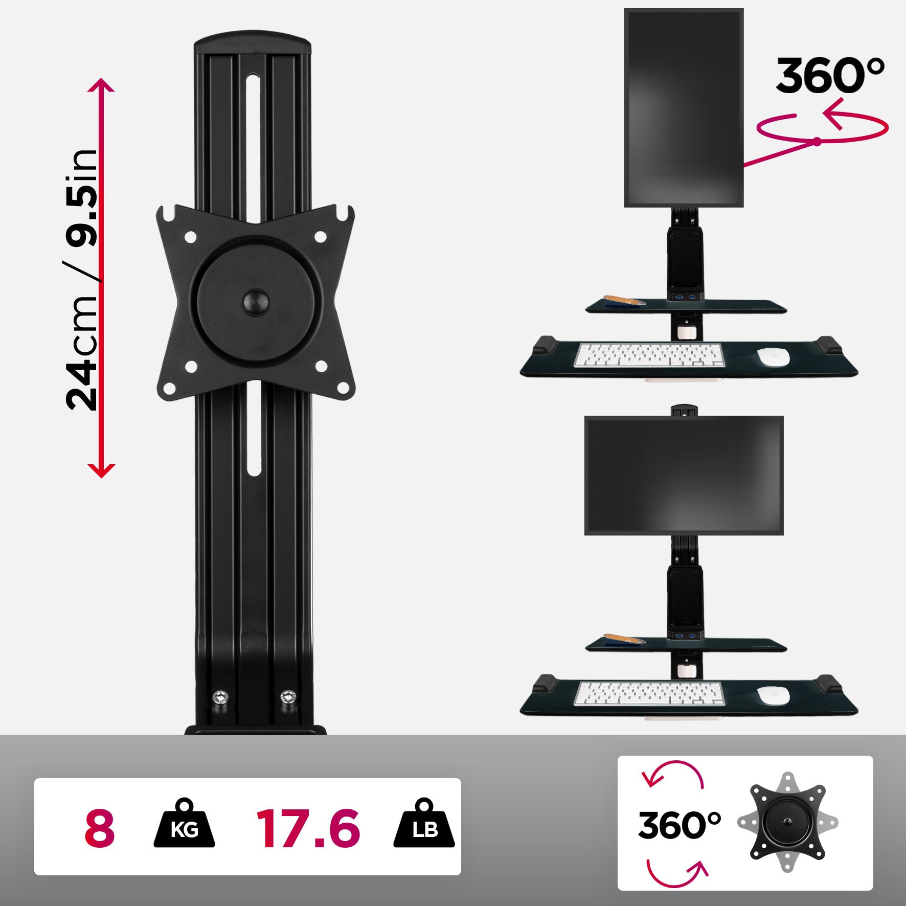 Dm353, horizontal, vertical, turn, rotate, 360, 8kg, flip, round, adjust, adjustable, manoeuvre