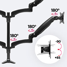 180, cable, management, swivel, rotate, tilt, tilting, swivelling, head, vesa, clamp, joints,