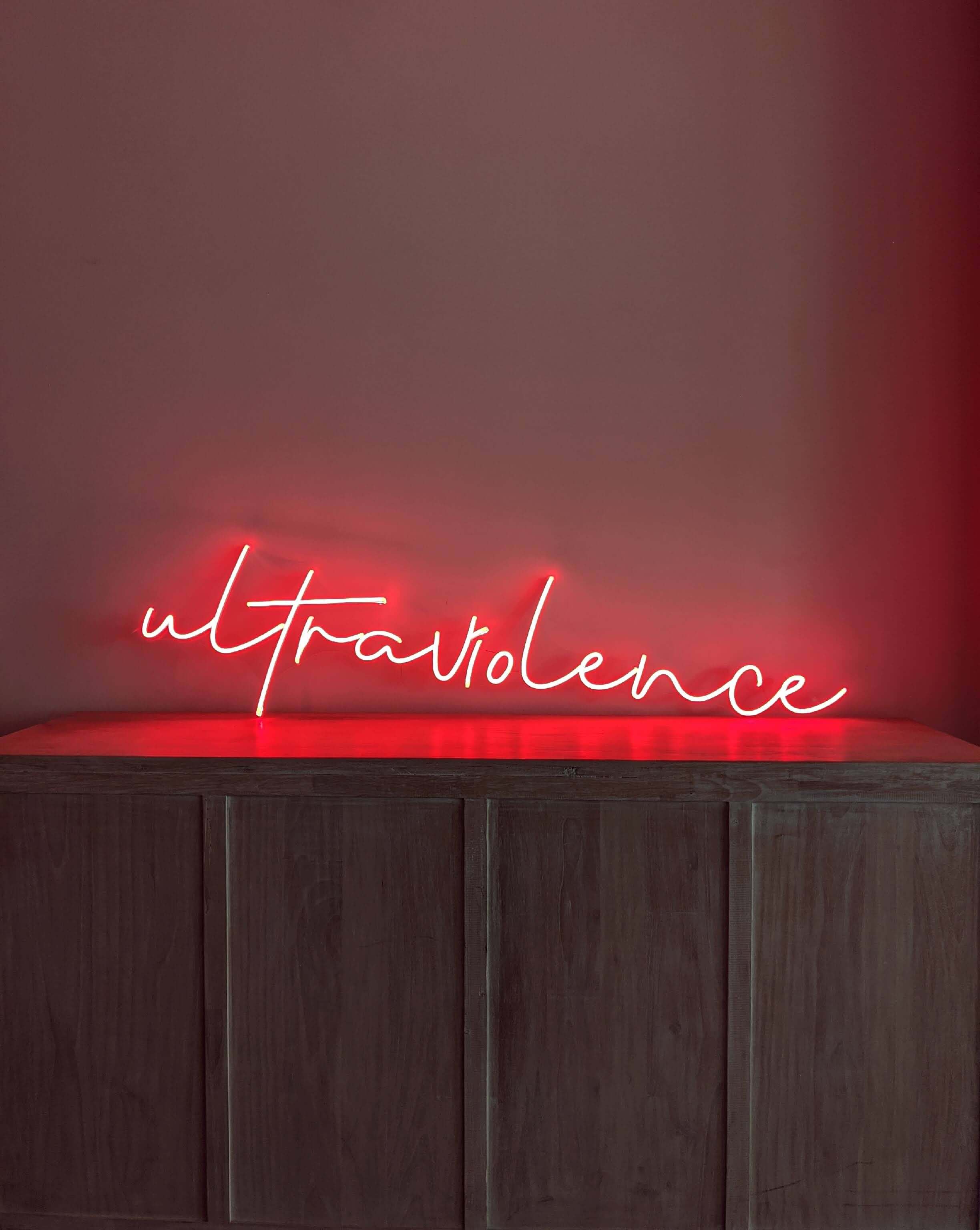Neon Sign in Crimson Red, Light Up Text Signs for your bedroom or living room. This sign creates ambient lighting for a calm atmosphere at home