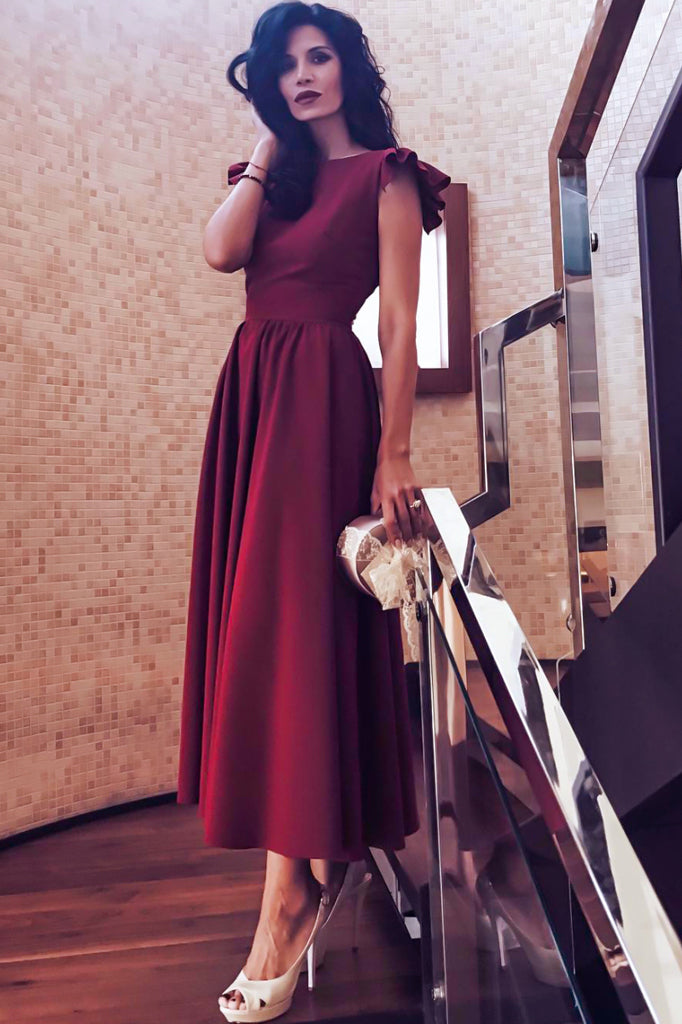 Leila Midi Dress | Wine Red
