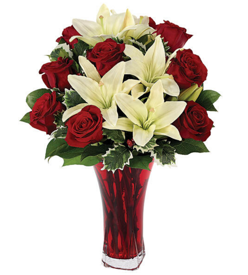 Holiday Rose, Lily & Holly Celebration | Florists.com