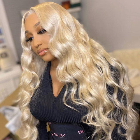 613 blonde color human hair wig