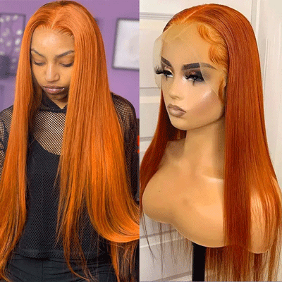 Orange Ginger Straight Lace Wigs