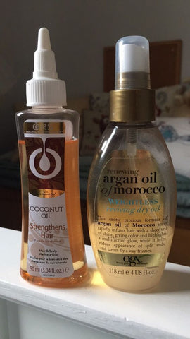argan oil and coconut oil to make hair moistured