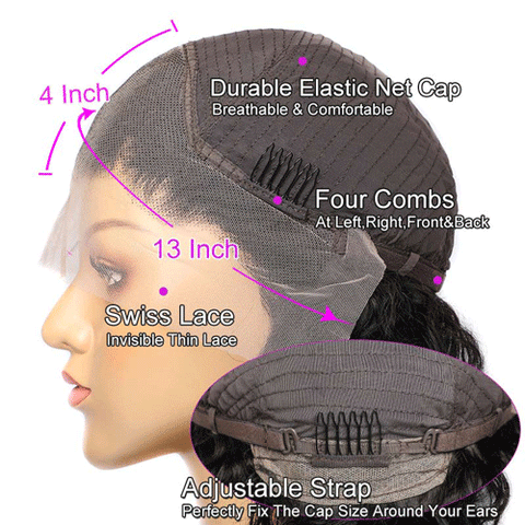 human hair lace front wig cap detail show