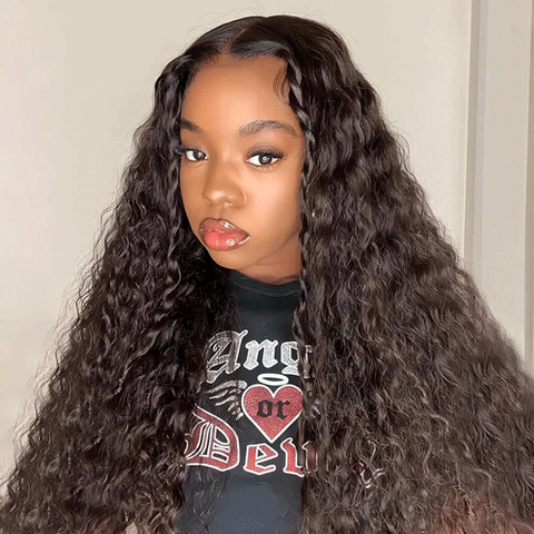 water wave human hair closure wig