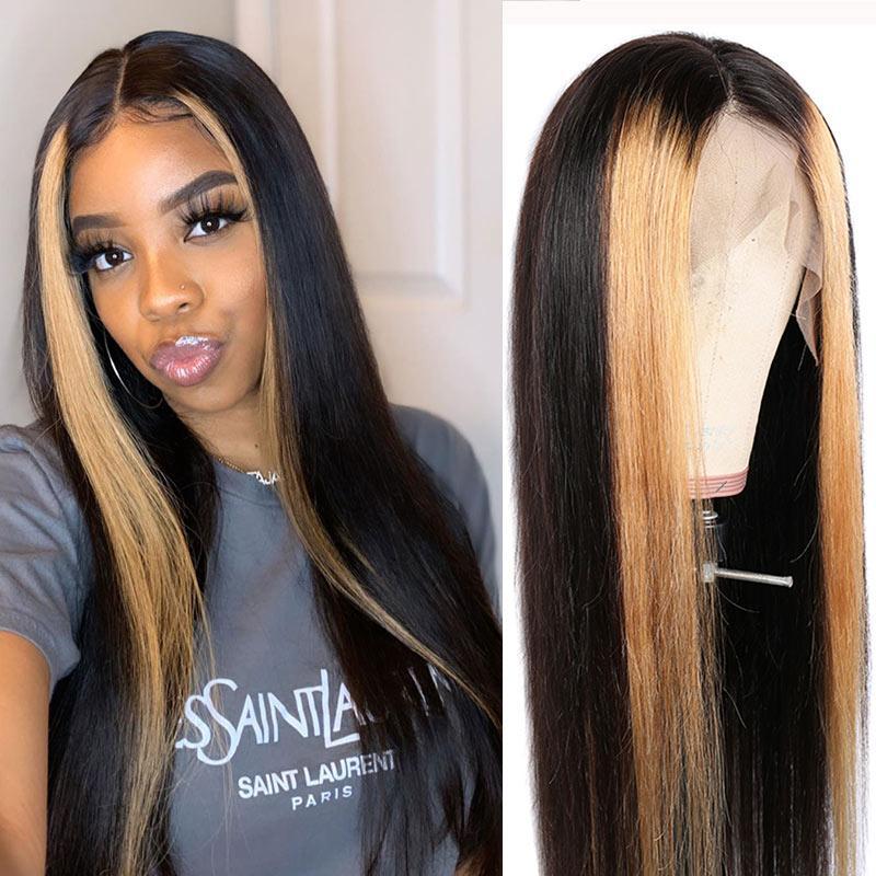 Omber 1b27 Highlight Human Hair Wigs Brazilian Straight Hair Pre Plucked 13x4 Lace Front Wigs 6140