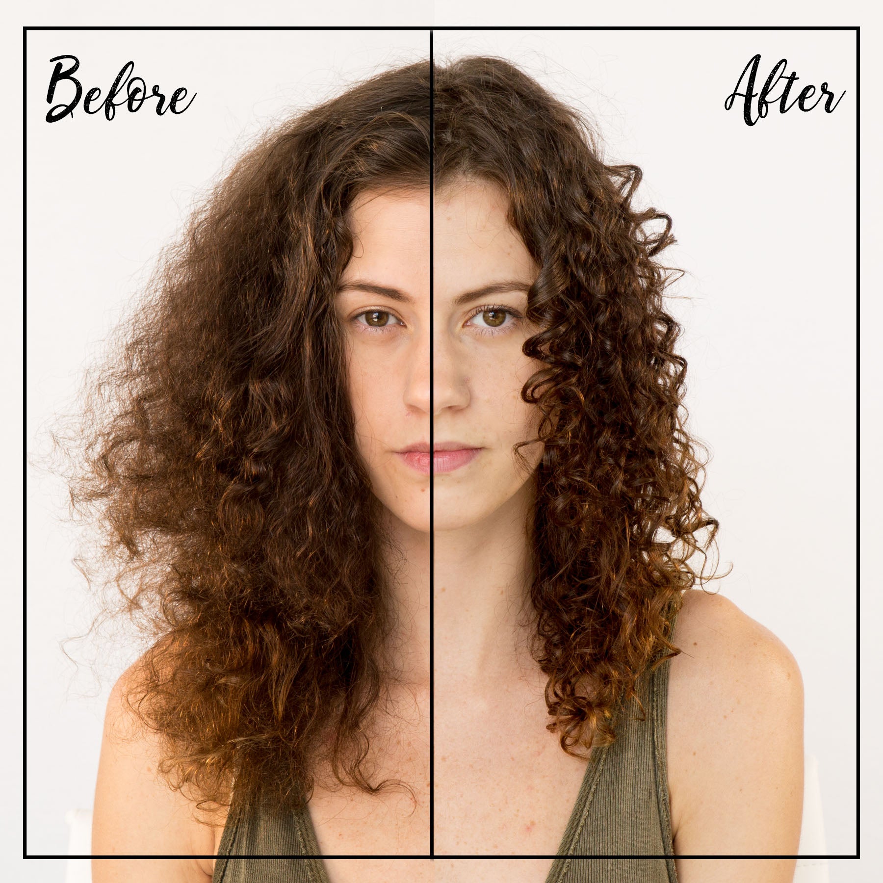 Before and after Curl Revival Trio