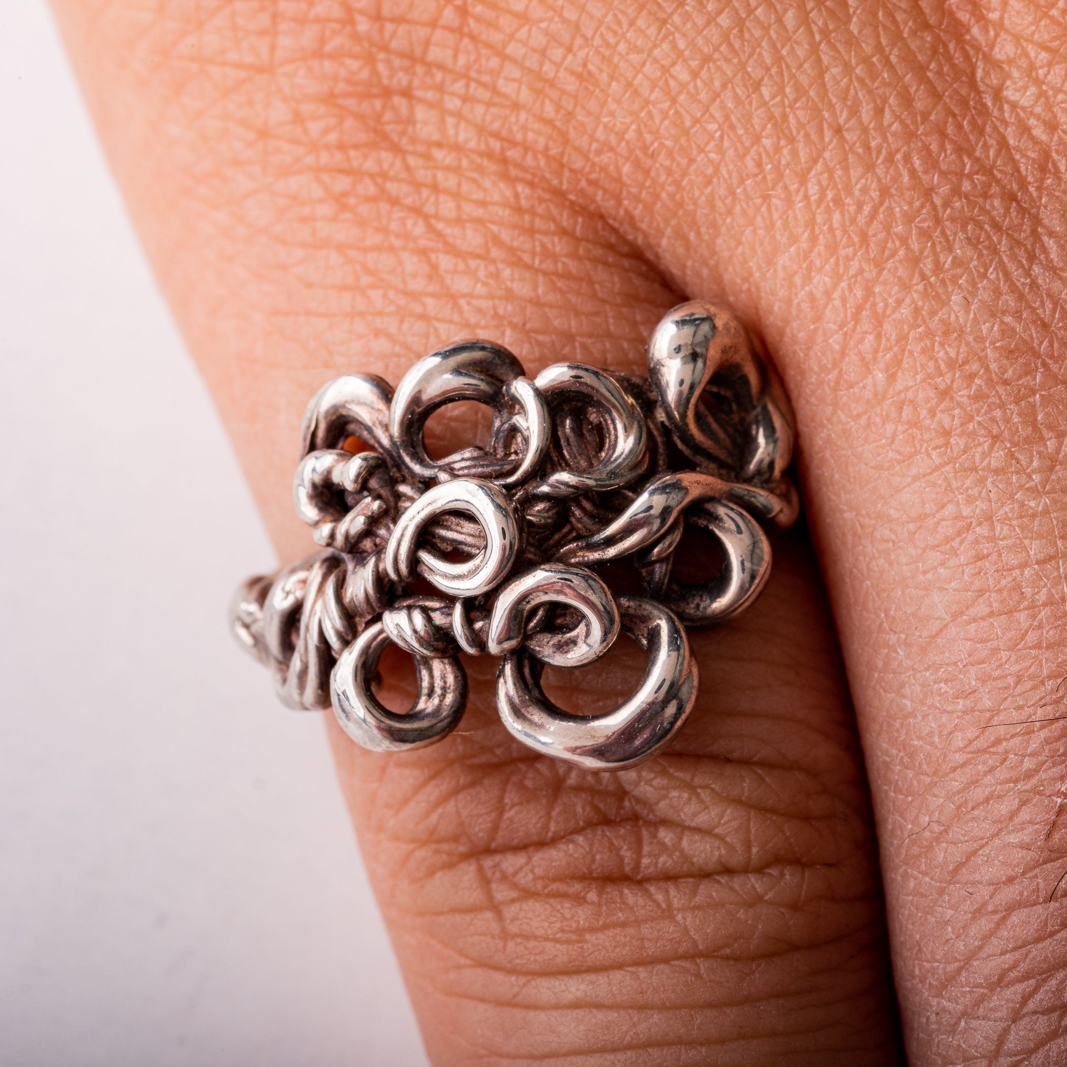 Silver Curls Ring