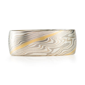 Sophisticated 18kt Yellow Gold Stratum Ring in Twist Pattern and Smoke Palette