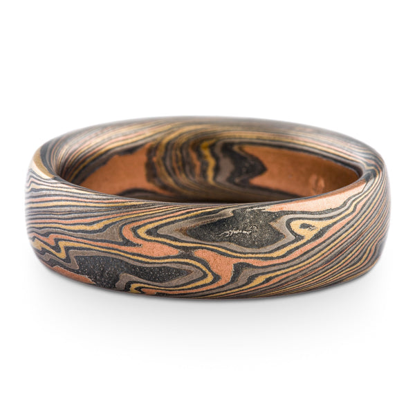 Dynamic Mokume Gane Twist Pattern Wedding Band or Ring in Firestorm Pa ...