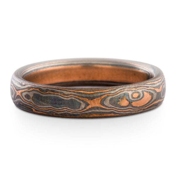 Smoldering Mokume Gane Ring in Oxidized Embers Palette and Woodgrain P ...