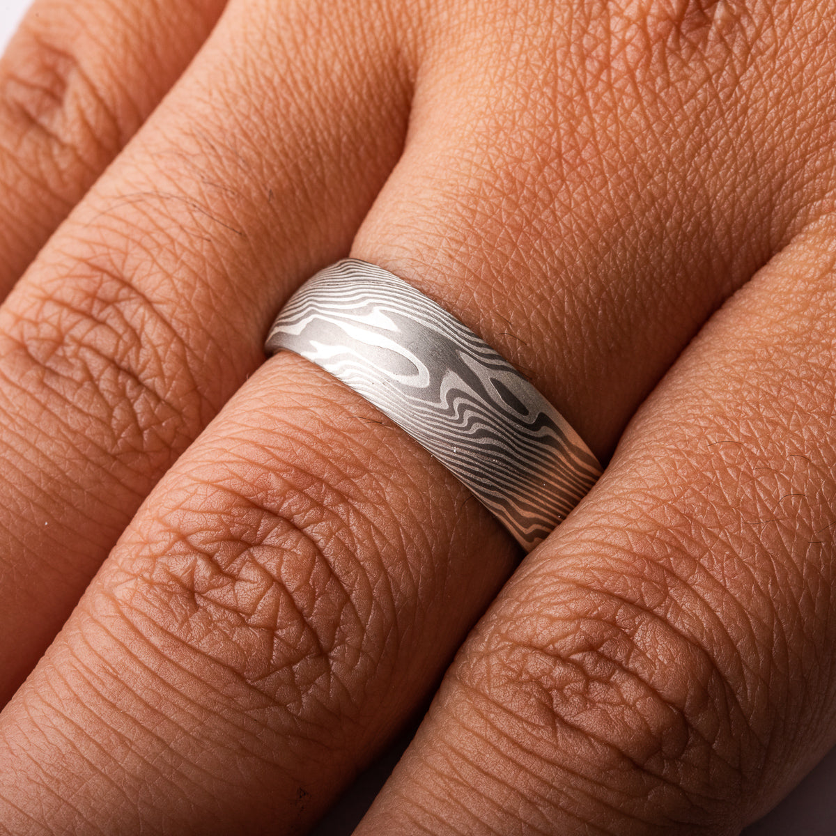 Handcrafted Wedding Band in Twist Pattern and Ash Palette