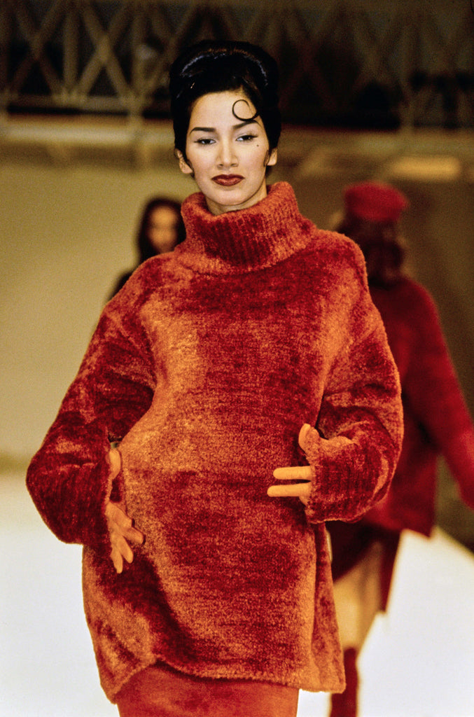 Alaïa Vintage Grey Fuzzy Oversized Turtleneck Sweater – Amarcord ...