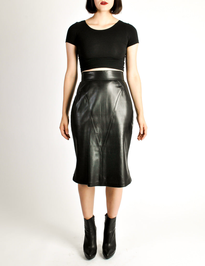 Alaïa Vintage Black Leather Pencil Skirt – Amarcord Vintage Fashion