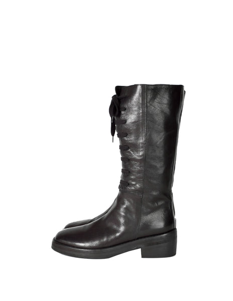 Ann Demeulemeester Vintage Black Leather Lace Up Boots