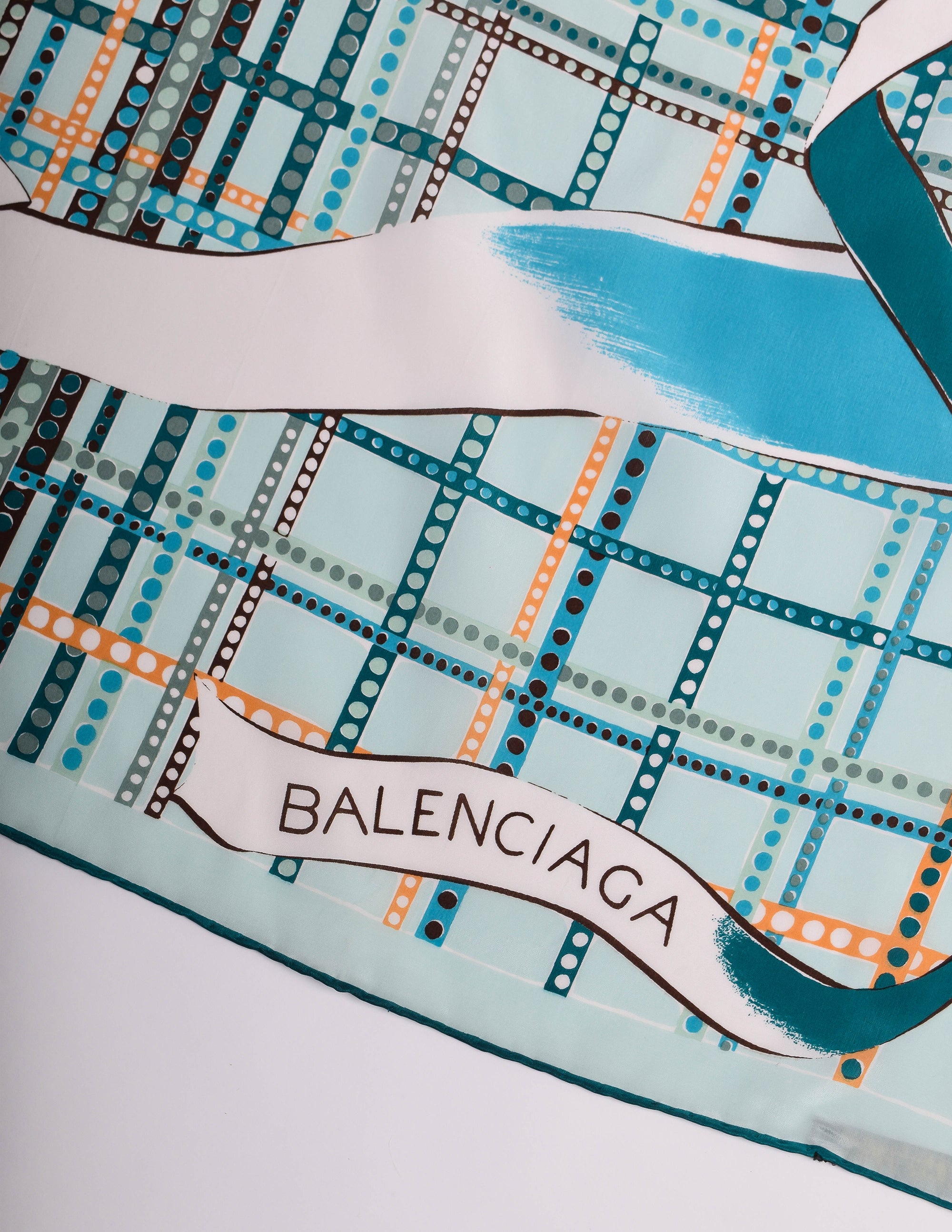 Balenciaga Vintage Green Ribbon Banner Silk Scarf - from Amarcord