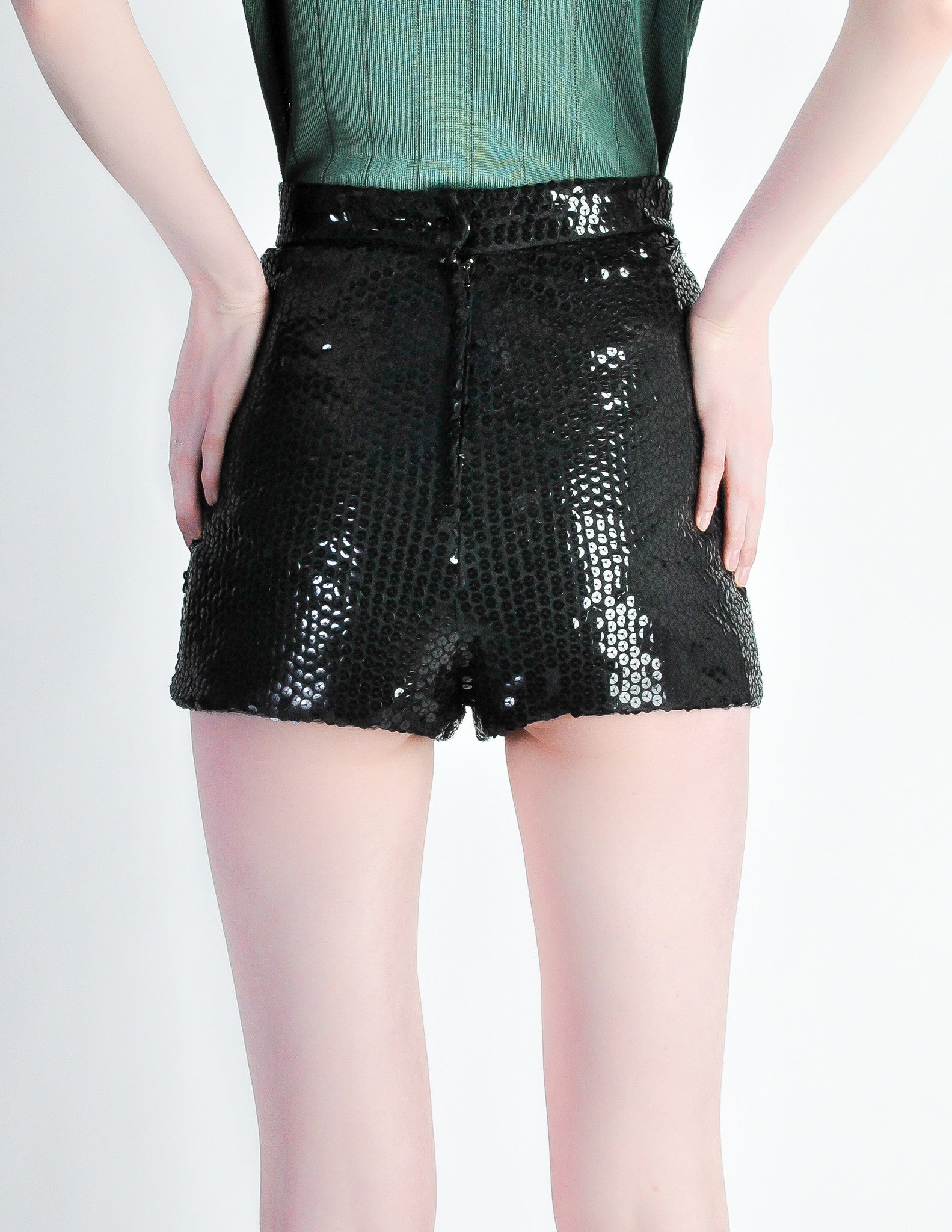 Vintage 1970s Black Sequin Hot Pant Shorts - from Amarcord Vintage Fashion