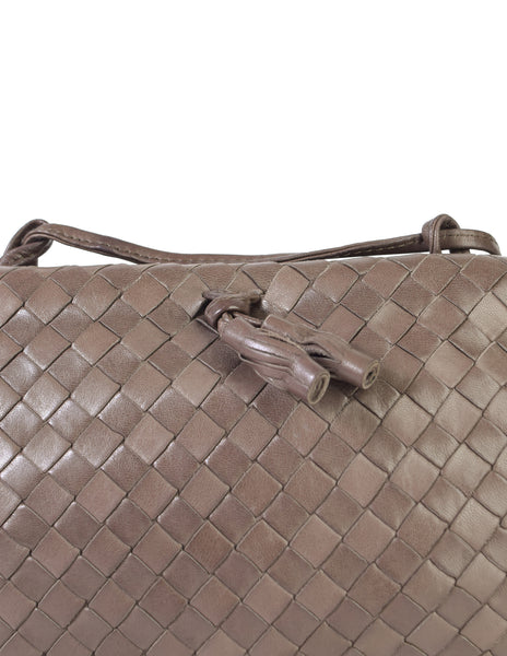 Bottega Veneta Vintage Mushroom Brown Intrecciato Woven Leather Should ...