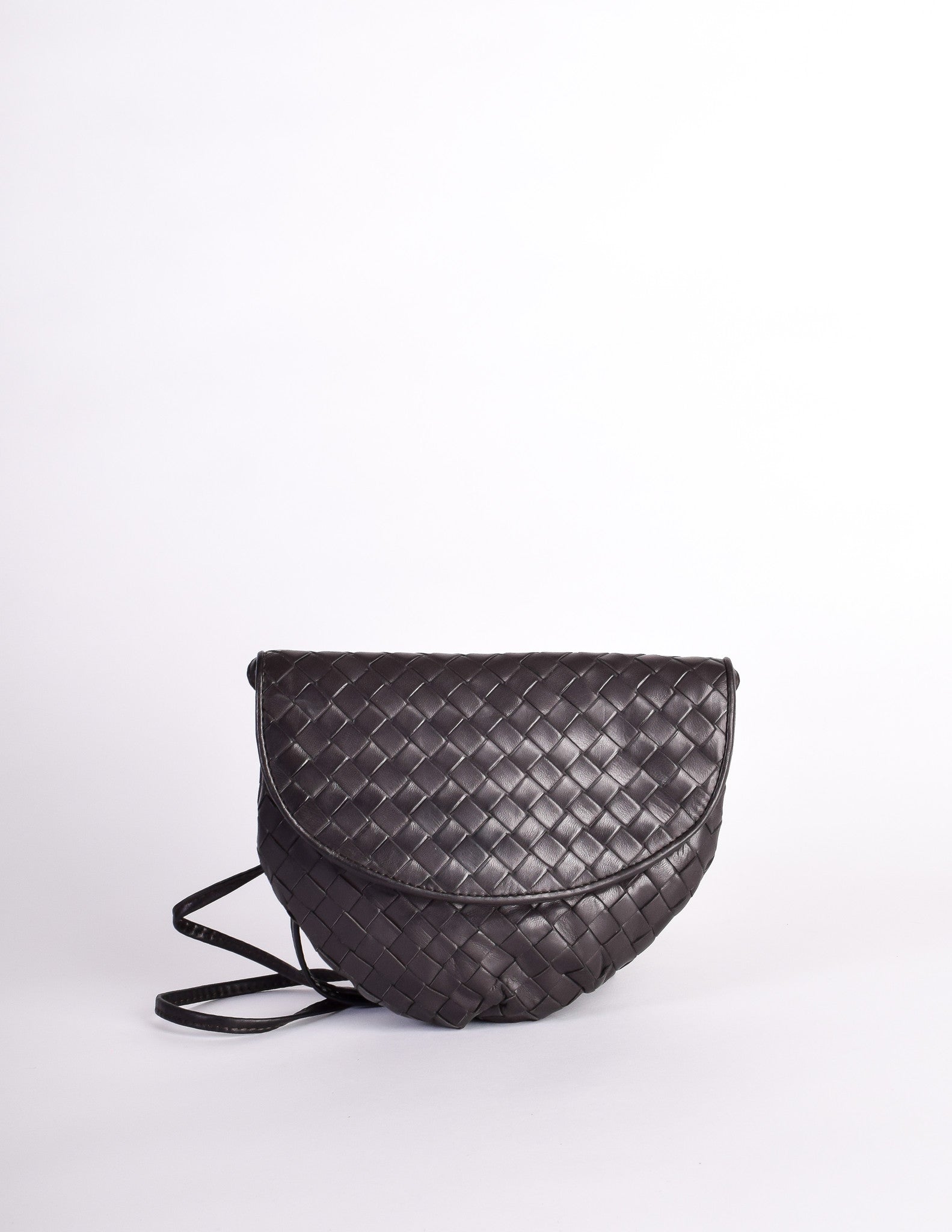 Bottega Veneta Vintage Intrecciato Black Woven Leather Crossbody Bag ...