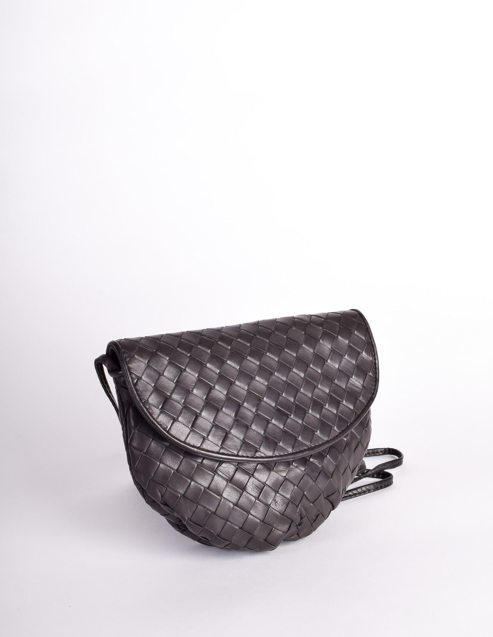Bottega Veneta Vintage Intrecciato Black Woven Leather Crossbody Bag ...