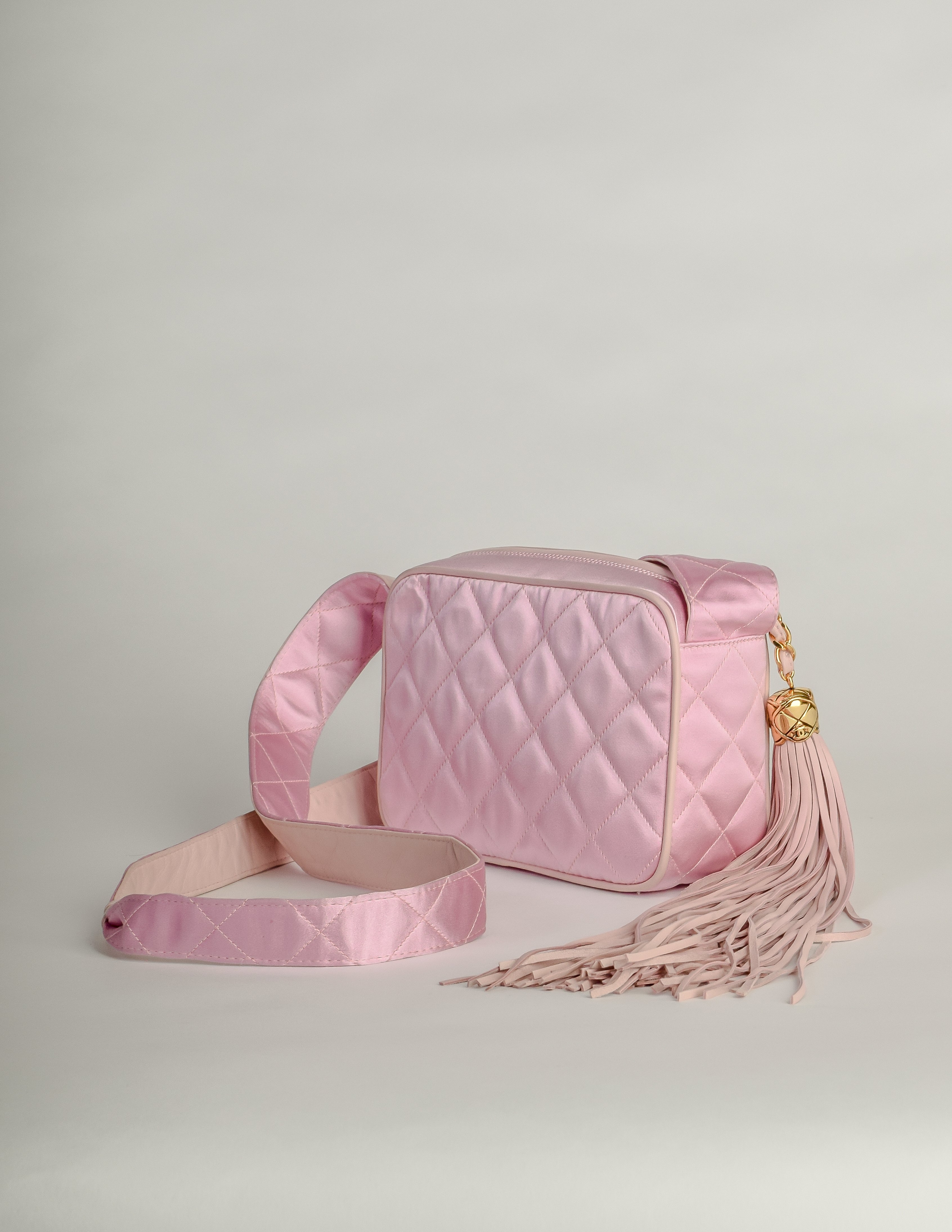 Chanel Vintage Quilted Baby Pink Satin Tassel Bag - from Amarcord ...
