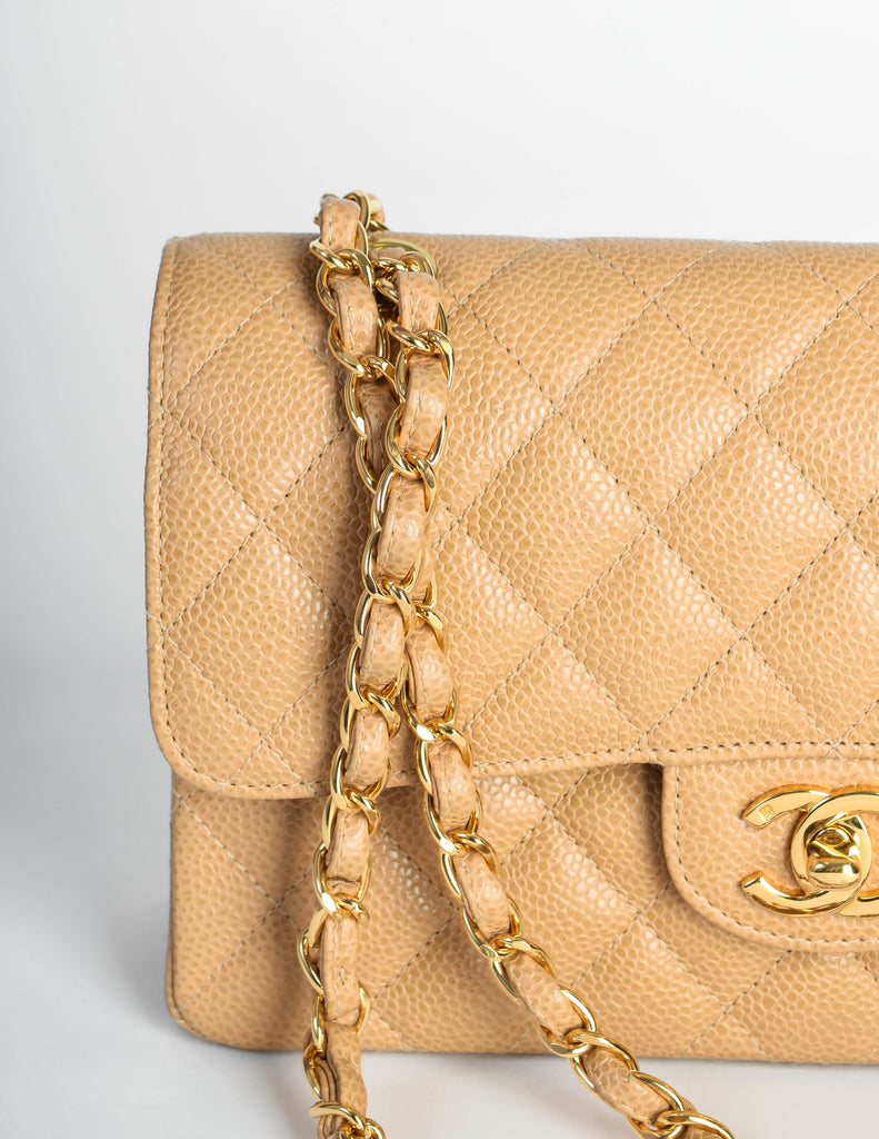 Chanel Vintage Beige Caviar Quilted 2.55 Small Classic Double Flap Bag ...