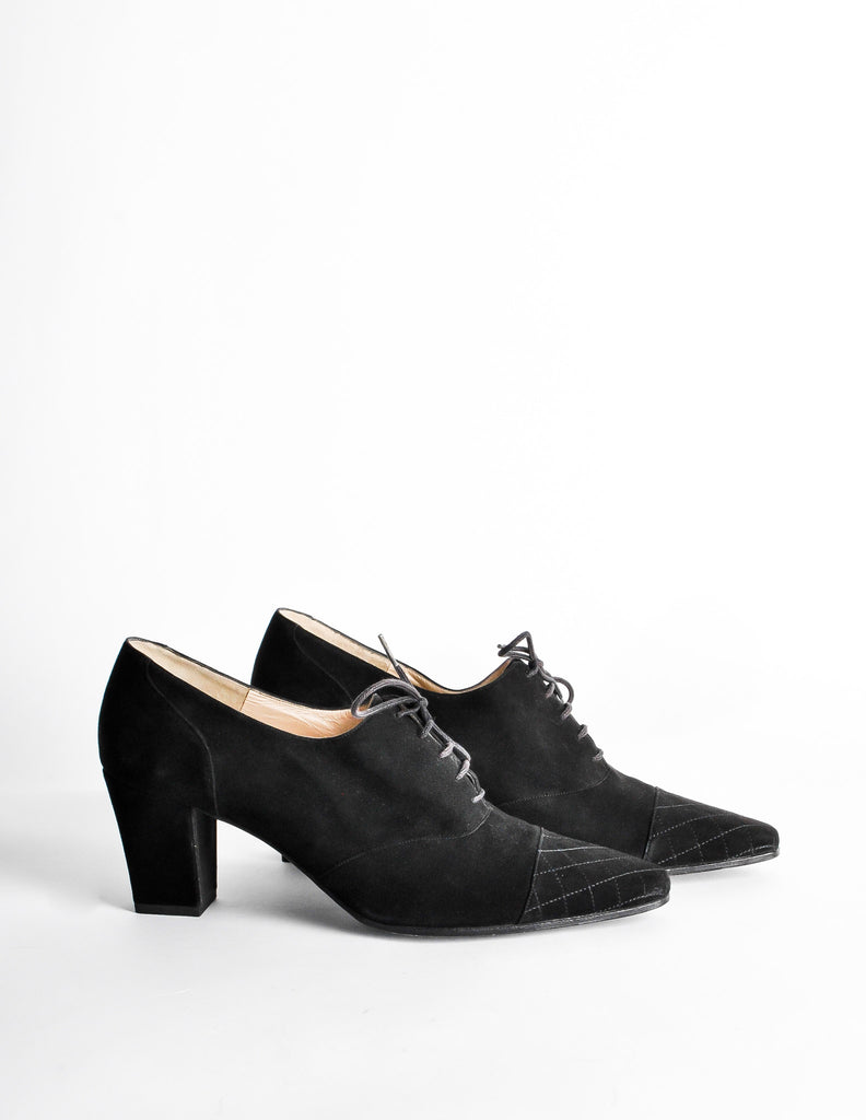 Chanel Vintage Black Suede Oxford Heels – Amarcord Vintage Fashion